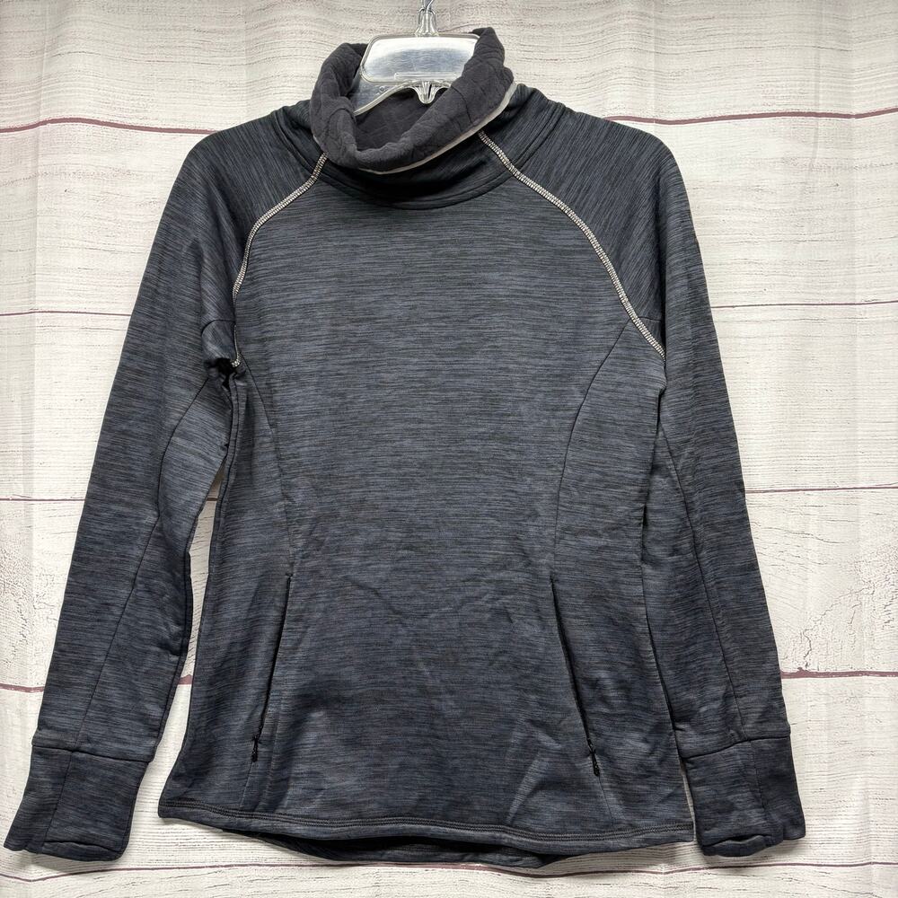 Spyder Active Women's Cowl Neck Pullover Grey Space Dye Thumbholes Size M